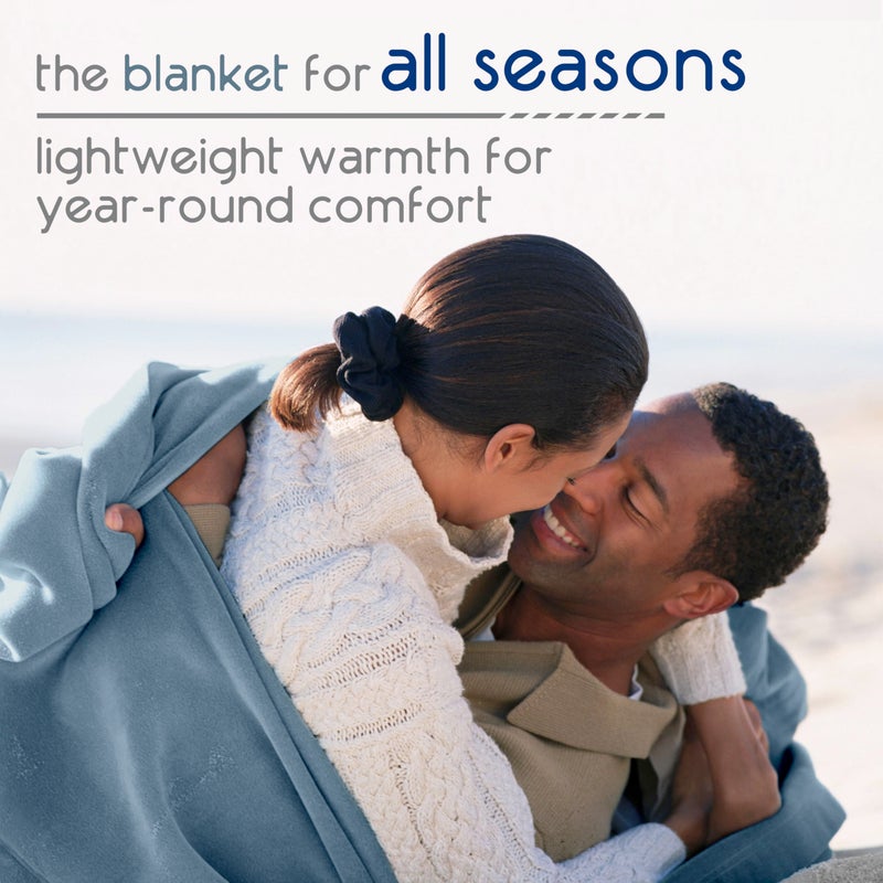 Vellux 1B07056 Original Insulating Core Hotel Style Solid blanket Machine Washable Soft Cozy Warm Thermal Durable Pet Friendly All Seasons Layering Bed Sofa Blankets, Twin, Blue - Image 3